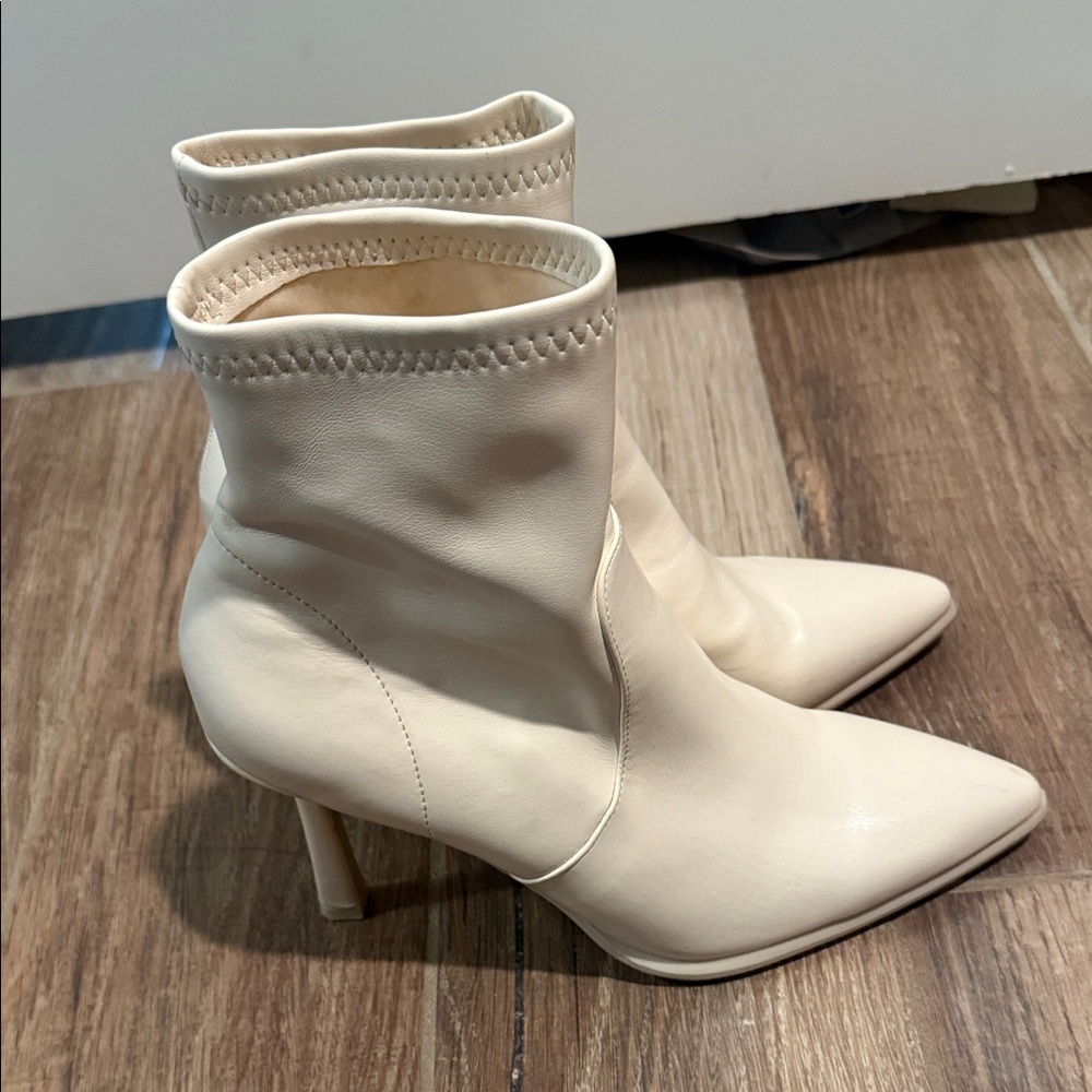 MIA Cream Heeled Boots - Picture 6 of 7